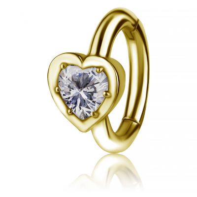 PIERCING DE OMBLIGO OVALADO CON CORAZÓN DE CRISTAL BAÑADO EN ORO