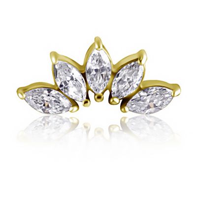 GOLD-PLATED PIERCING WITHOUT THREAD WITH LOTUS-SHAPED ACCESSORY