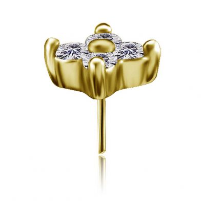 RECHANGE THREADLESS PLAQUÉ OR DE FLEUR AVEC PREMIUM CUBIC ZIRCONIA