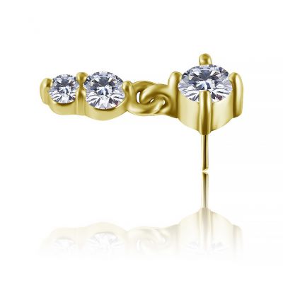 JOYERÍA THREADLESS BAÑADA EN ORO CON COLGANTE CON DOS CRISTALES