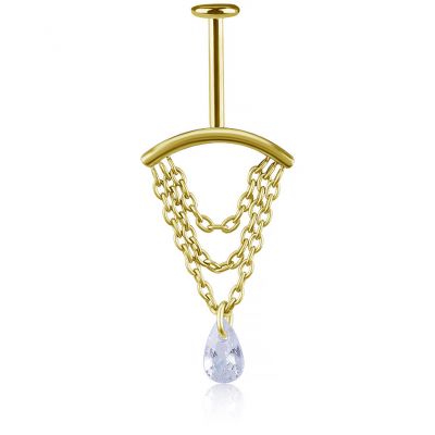 LABRET PARA VERTICAL HELIX CHAPADO EN ORO CON GOTA DE CRISTAL