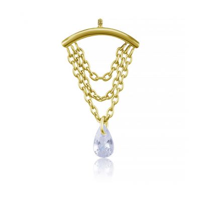 LABRET PARA VERTICAL HELIX CHAPADO EN ORO CON GOTA DE CRISTAL