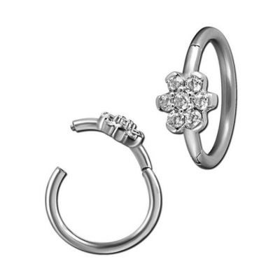 PIERCING HELIX CLICKER CON FIORE DI CRISTALLI