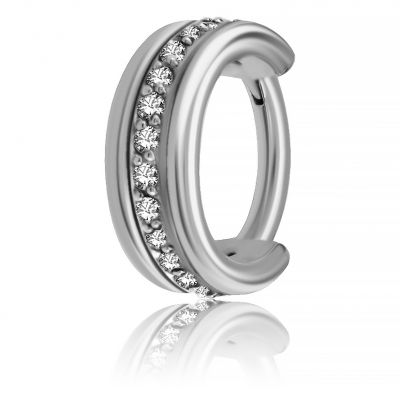CIRCLE WITH STEEL CONTOURS AND ROW OF CRYSTALS