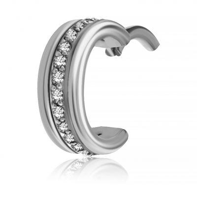CIRCLE WITH STEEL CONTOURS AND ROW OF CRYSTALS