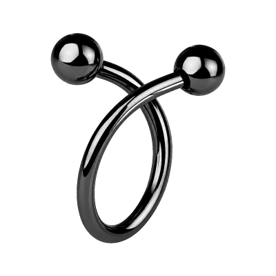 SPIRALPIERCING AUS SCHWARZEM STAHL MIT KUGELN