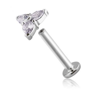 LABRET AVEC CRISTAUX BLANCS À TROIS POINTES