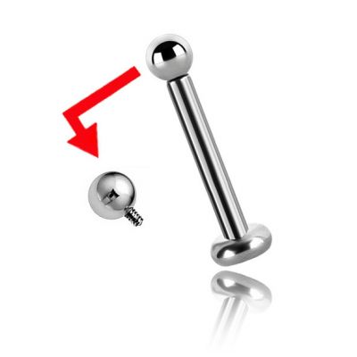PIERCING PER LABBRO CON FILETTO INTERNO E SFERA