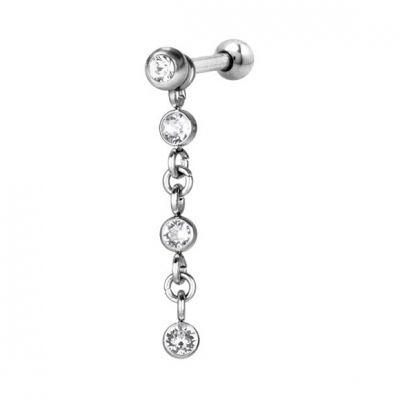 BARRE DE PIERCING AVEC PENDENTIF ET CRISTAUX