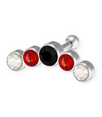 PIERCING HELIX AVEC 5 CRISTAUX