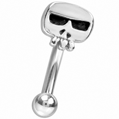 EYEBROW PIERCING WITH SKULL