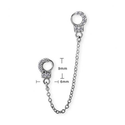 CADENA PARA OREJA CON ESPOSAS Y BRILLANTES