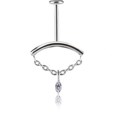 VERTICAL HELIX LABRET WITH CRYSTAL DROP