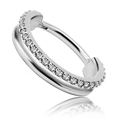 DOUBLE PIERCING CLICKER WITH CRYSTALS FOR HELIX