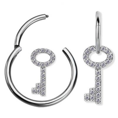 PIERCING AND PENDANT WITH KEY AND CRYSTALS