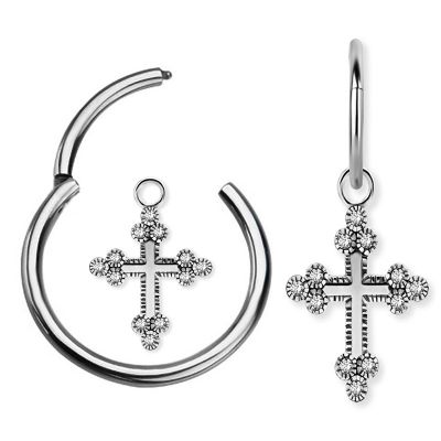 RING WITH CROSS PENDANT AND CUBIC ZIRCONIA CRYSTALS