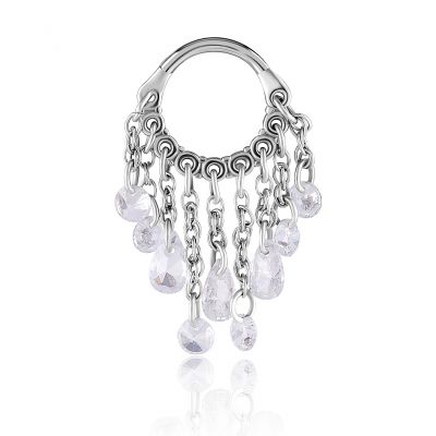 HINGED RING WITH PEAR AND ROUND STONE DANGLES