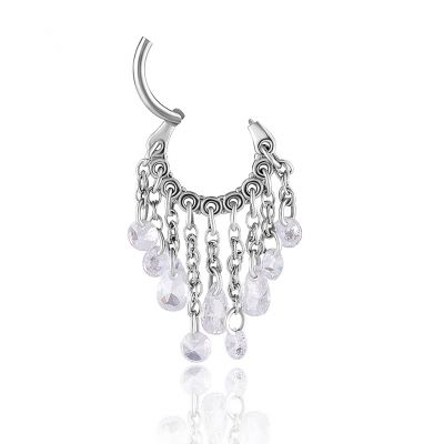 HINGED RING WITH PEAR AND ROUND STONE DANGLES