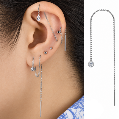 BOUCLE D'OREILLE AVEC CHAÎNE ET BRILLANT