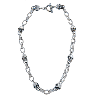 HALSSCHMUCK MIT SCHÄDEL UND RINGE