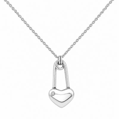 NECKLACE WITH PIN-SHAPED HEART AND CRYSTAL