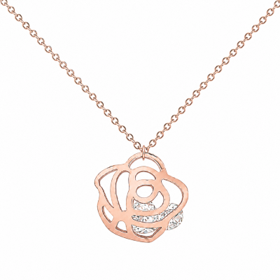 COLLANA CON ROSA E CRISTALLI