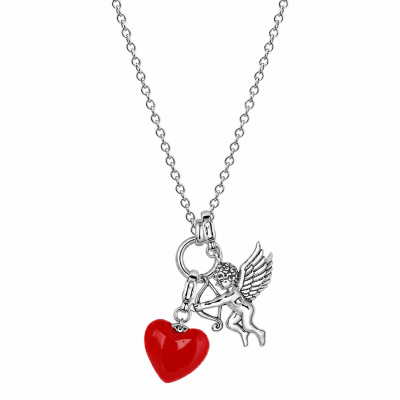 COLLANA CON CUORE E CUPIDO