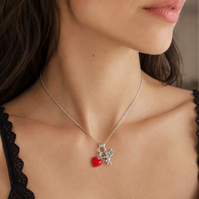 COLLANA CON CUORE E CUPIDO