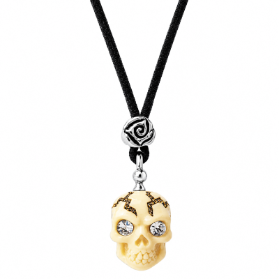 COLLANA CON TESCHIO E CRISTALLI