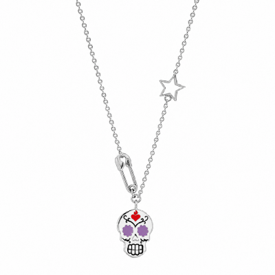 COLLANA CON TESCHIO E SPILLA DA BALIA