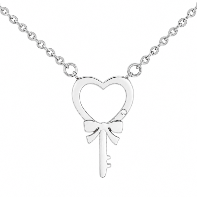 COLLANA CON CUORE A CHIAVE CON FIOCCO