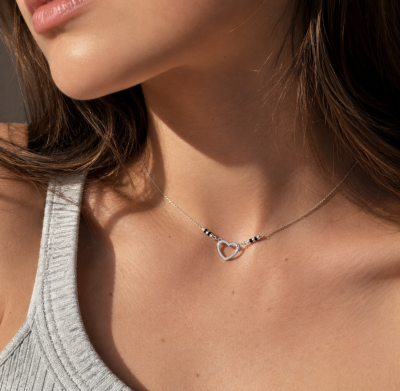 COLLANA CON CUORE E CRISTALLO 