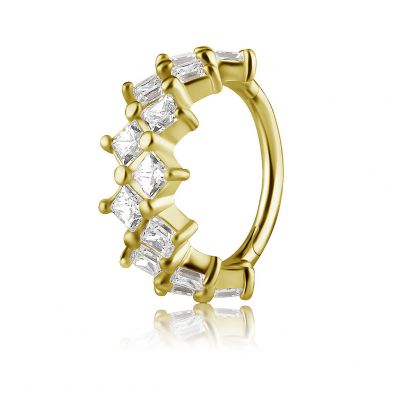 GIOIELLO CLICKER IN ORO MASSICCIO CON CRISTALLI TAGLIO QUADRATO