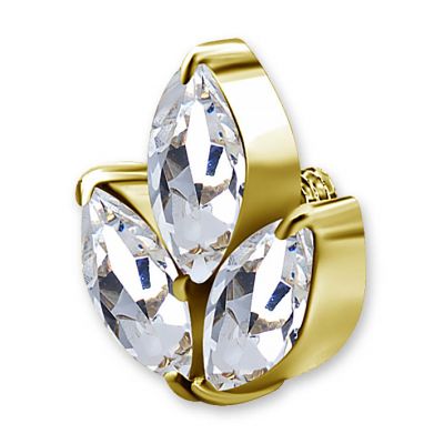 COMPOSANT PLAQUÉ OR AVEC 3 FEUILLES EN CUBIC ZIRCONIA