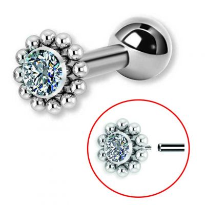 PIERCING TRAGO CON FILETTO INTERNO E CRISTALLO