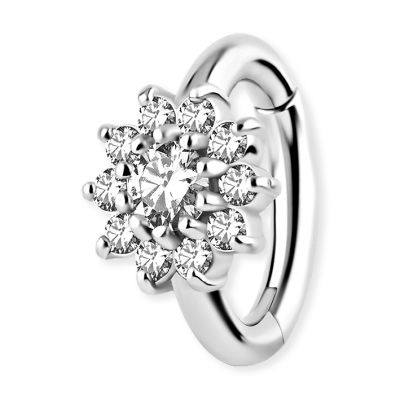 PIERCING OMBELICO SENZA NICKEL CON FIORE IN CRISTALLI