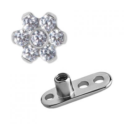 MICRODERMAL IN TITANIO E FIORE CON CUBIC ZIRCONIA