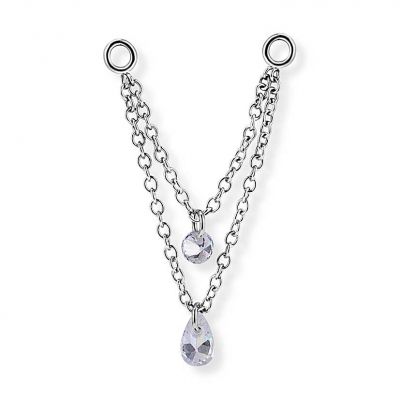 DOBLE CADENA CON CRISTALES PARA ARGOLLAS PIERCING