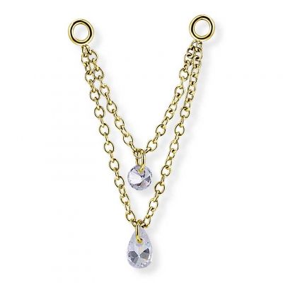 DOUBLE CHAIN WITH CRYSTALS FOR RING PIERCING
