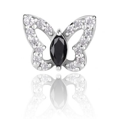 THREADLESS REPLACEMENT WITH BUTTERFLY AND BLACK CRYSTAL