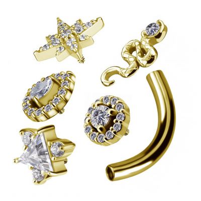 RECAMBIO CURVO BARRA CHAPADO EN ORO PARA PIERCING DE OMBLIGO