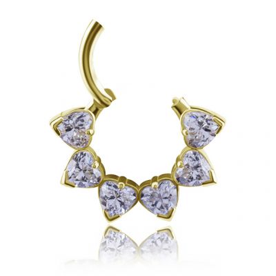 PIERCING CLICKER EN OR AVEC CRISTAUX EN FORME DE COEUR