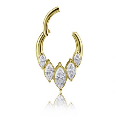 PIERCING CLICKER EN OR AVEC GOUTTES DE CRISTAUX