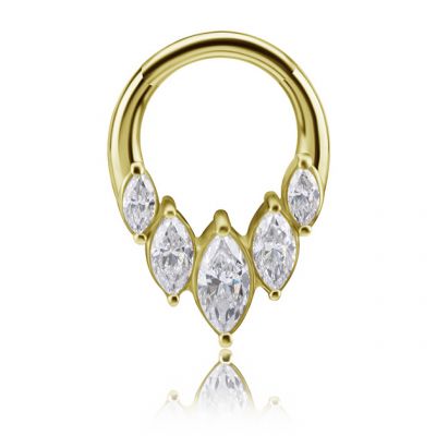 PIERCING CLICKER EN OR AVEC GOUTTES DE CRISTAUX