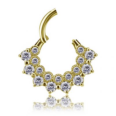 PIERCING CLICKER EN OR AVEC DE NOMBREUX CRISTAUX