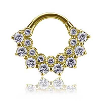 PIERCING CLICKER EN OR AVEC DE NOMBREUX CRISTAUX