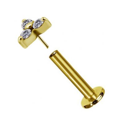 LABRET SENZA FILETTATURA PLACCATO ORO CON CRISTALLI TRINITY