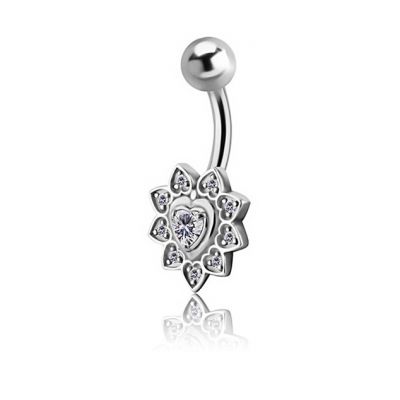 PIERCING DE OMBLIGO CON CORAZÓN DE CRISTAL