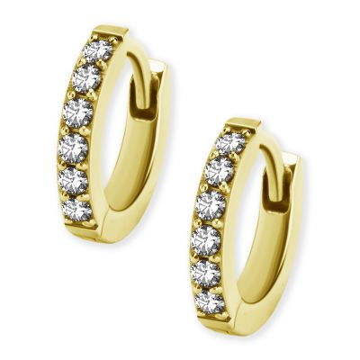 ARETES HUGGIE CHAPADOS EN ORO CON 6 BRILLANTES