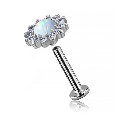 LABRET CON RICAMBIO CON OPALE E CRISTALLI